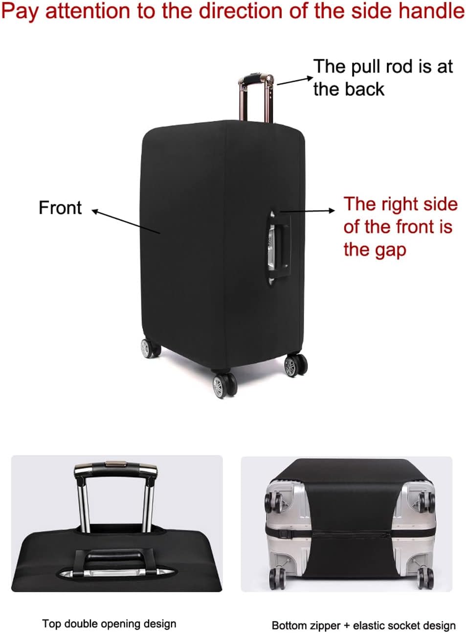 MosaiRudo Thicker Luggage Cover Elastic Suitcase Cover Protector Fits 18-32 Inch Suitcase Travel Accessories (Black, L)