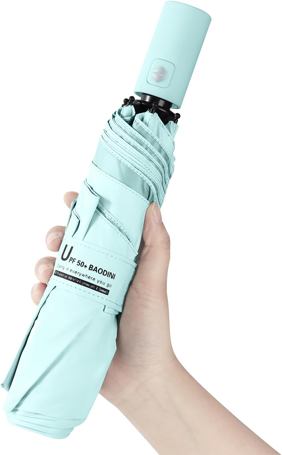 BAODINI Small UV Protection Travel Umbrella Compact for Rain and Sun UPF 50+ 41 inch Portable Umbrella for Women and Men