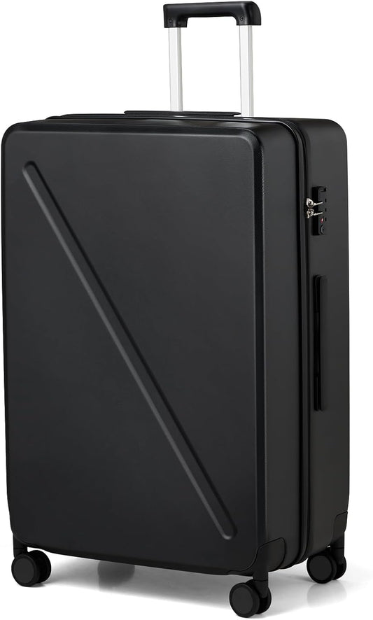MILADA 28 Inch Hard Shell Luggage - Large Checked Suitcase With Wheels, TSA Approved, For Long Trips - Black
