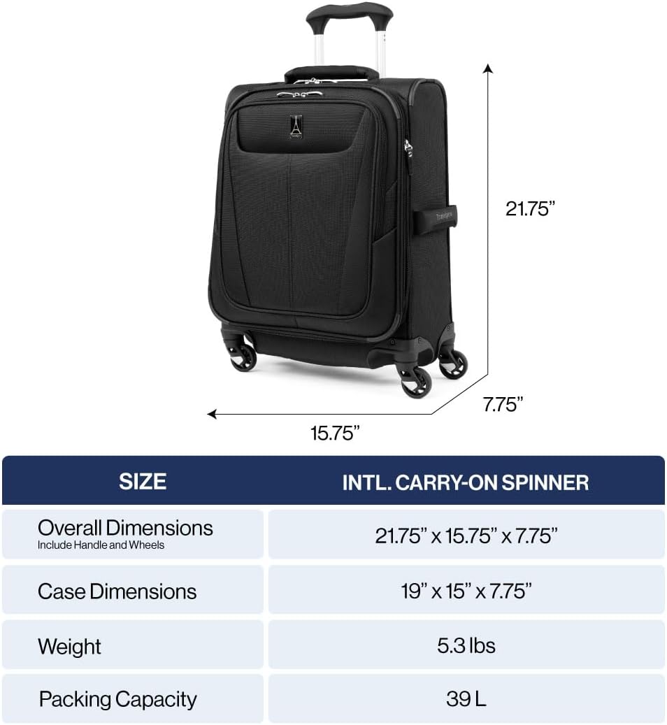 Travelpro Maxlite 5 Softside Expandable Carry on Luggage with 4 Spinner Wheels, Lightweight Suitcase, Men and Women, International, Orchid Pink Purple, Carry on 19-Inch