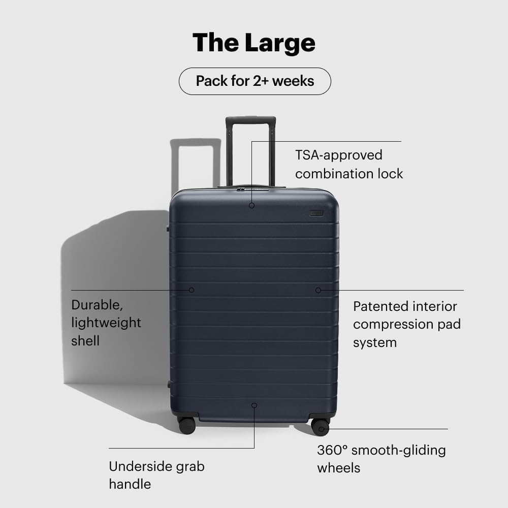 Away Large Checked Luggage, 29 Inch Hardside Suitcase with Spinner Wheels, Lightweight & Durable, TSA Lock, Salt White