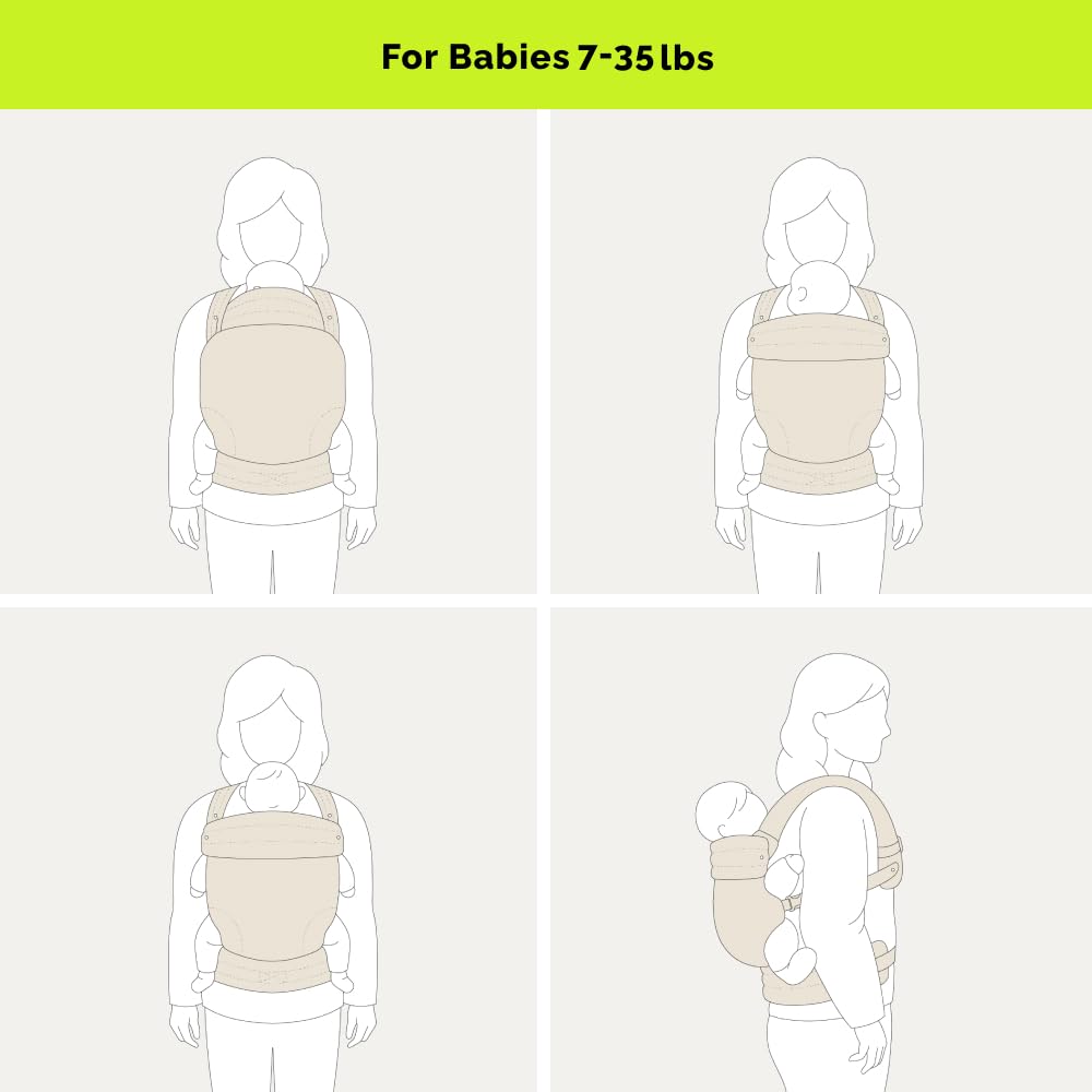 Baby Carrier for Newborns to Toddlers | Cozy Wrap with Lumbar Support | Soft Fabric, 7-35lbs Adjustable Fit | Beige Zebra Pattern