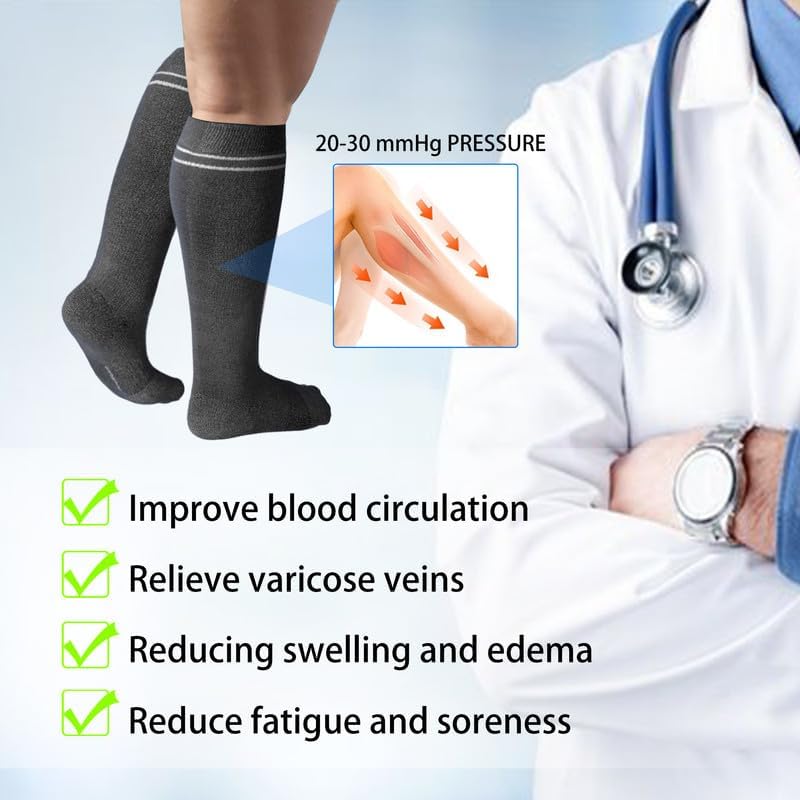 LEVSOX Compression Socks for Pregnant Women 20-30 mmHg Knee High Cute Funny Mens Supports Socks for Nurses, Medical, Travel