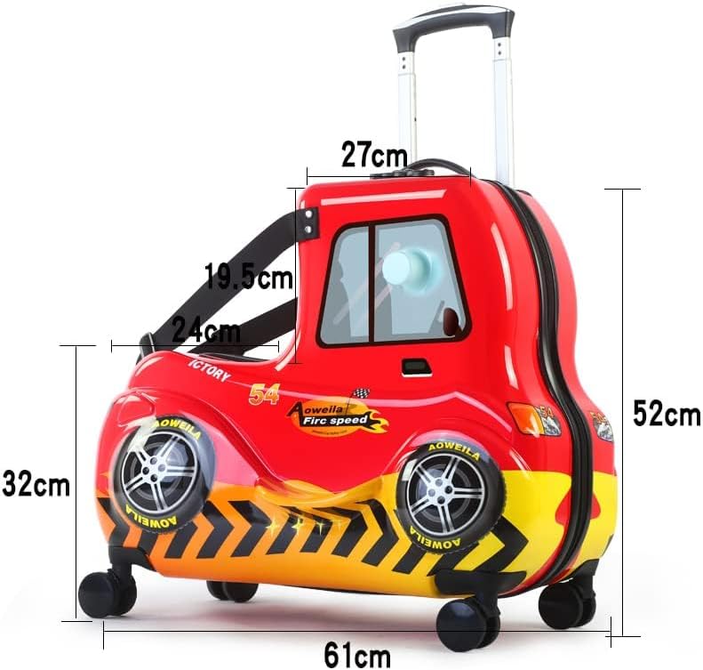 Kids Luggage Ride On Suitcase Travel with Wheels for Toddler Girls Boys Ages 3 4 5 6 8 12 Years Old 25 Inch Red Car 25-Inch