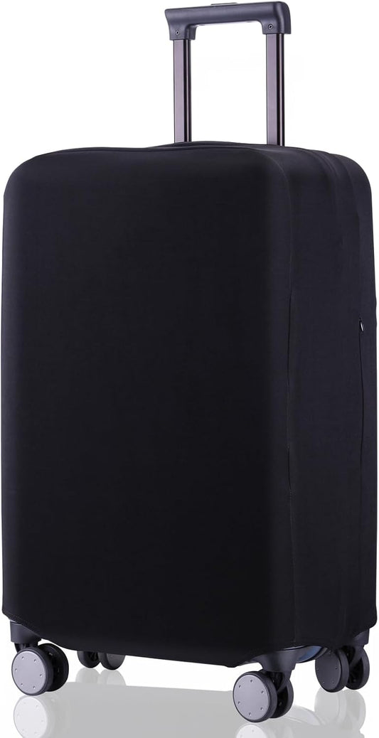 Travel Luggage Cover Suitcase Protector Scratch-Resistant Fit 19-31 Inch Suitcase, Not Included Suitcase (Black, S(19-21inch))