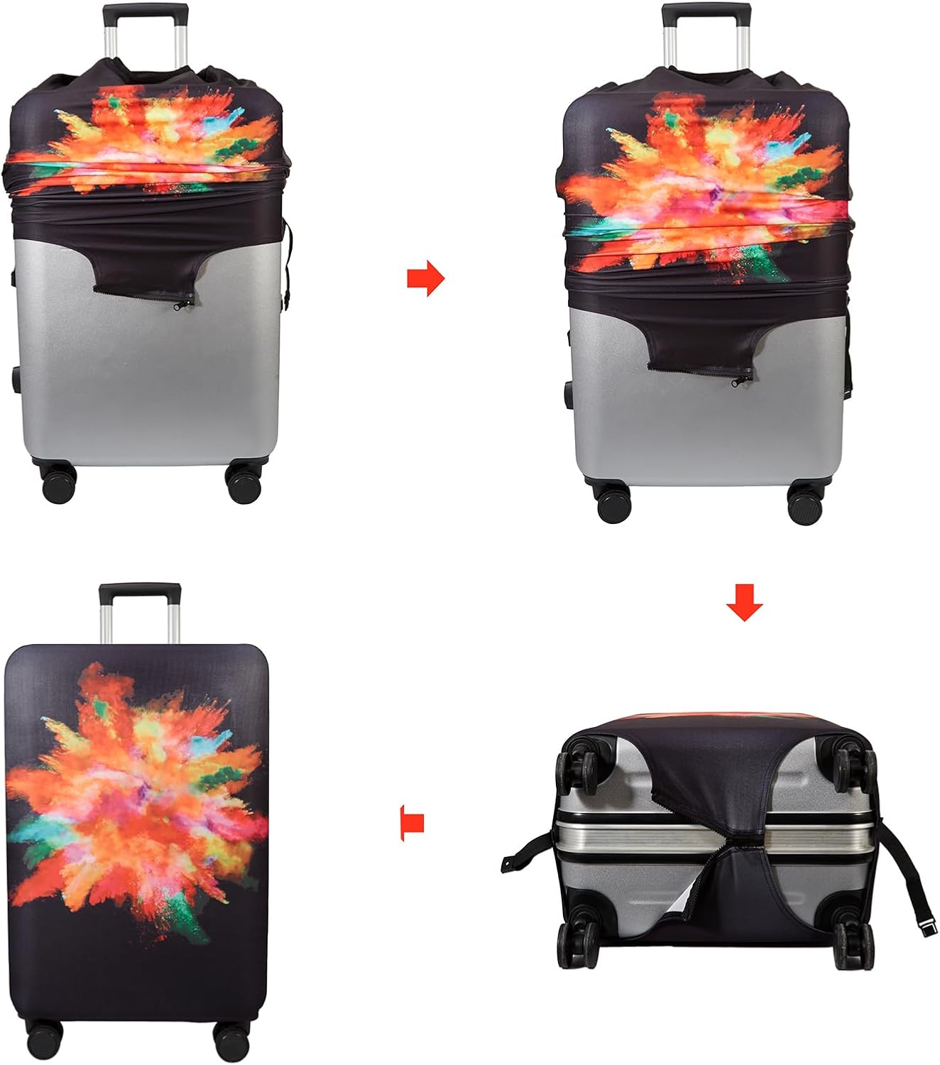 WUJIAONIAO Travel Luggage Cover Baggage Suitcase Protector Fit for 18-32 Inch Luggage (M (for 22-24 inch luggage), Graffiti)