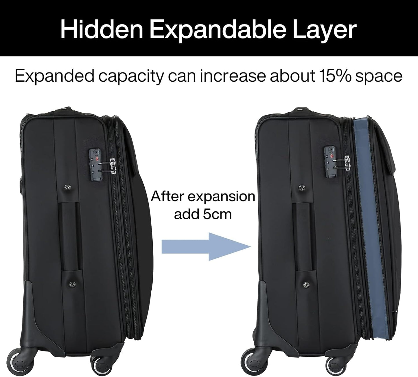 Hanke 20/28 Inch 2 Piece Luggage Sets with Spinner Wheels Expandable Luggage Large Suitcases with Wheels Lightweight Travel Luggage Rolling Suitcase with Lock Softside Checked Luggage.(Purple)