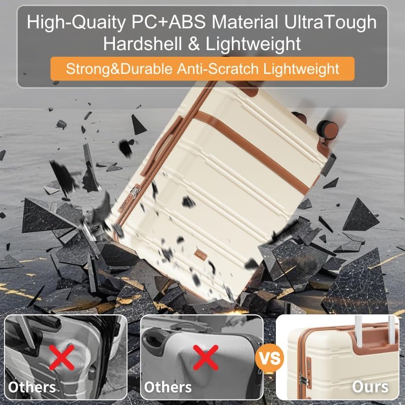 Luggage Sets 3 Piece with spinner wheels, PC+ABS Hard Shell Travel Luggage,Lightweight Carry-on suitcases with TSA Lock,YKK Zippers (Dark Green)