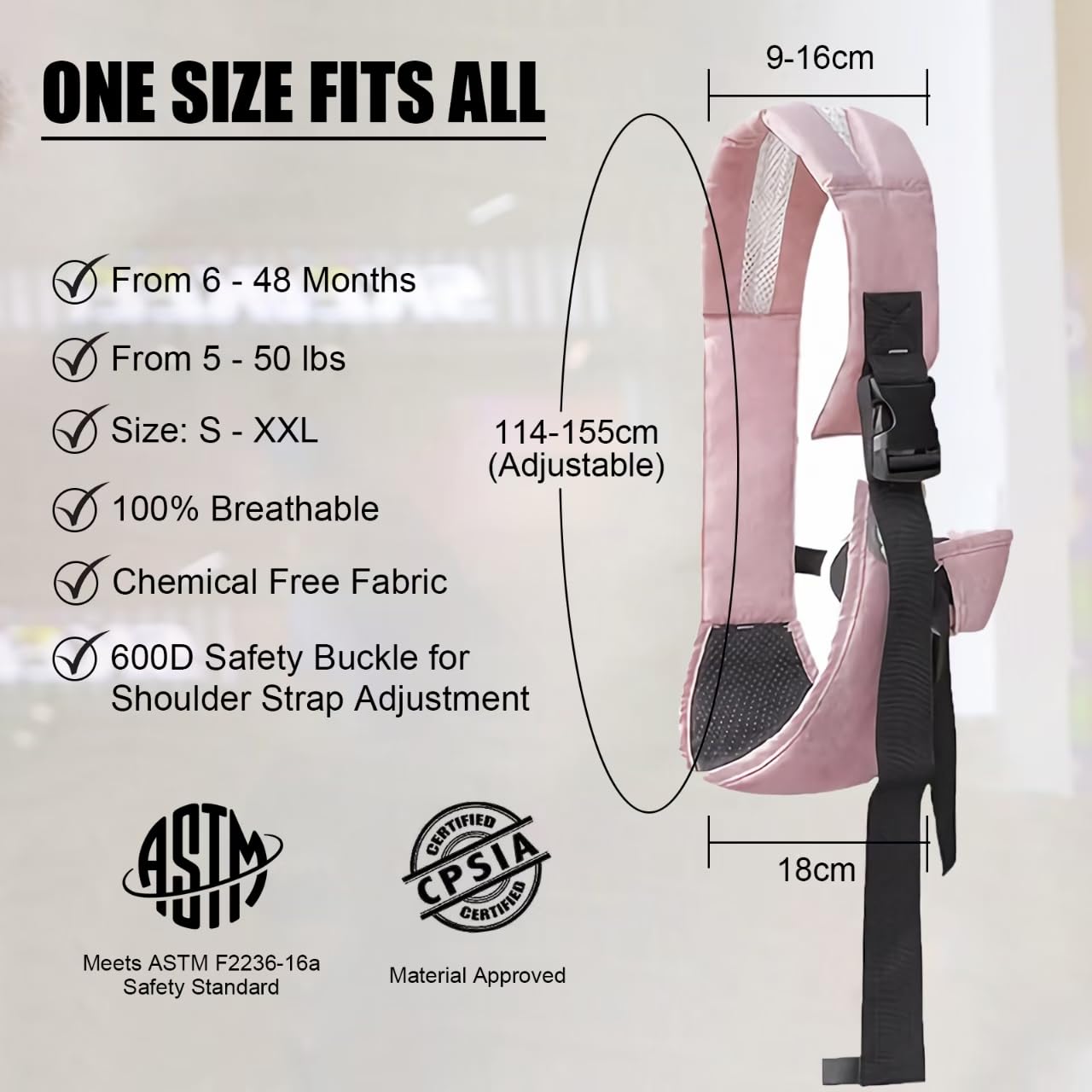 Easy to Wear Baby Sling Carrier - Compact Toddler Carrier with Adjustable Strap, Soft Padding, Non-Slip Hip Seat for Infants and Toddlers (7-44 LBS, 6-48 Months)