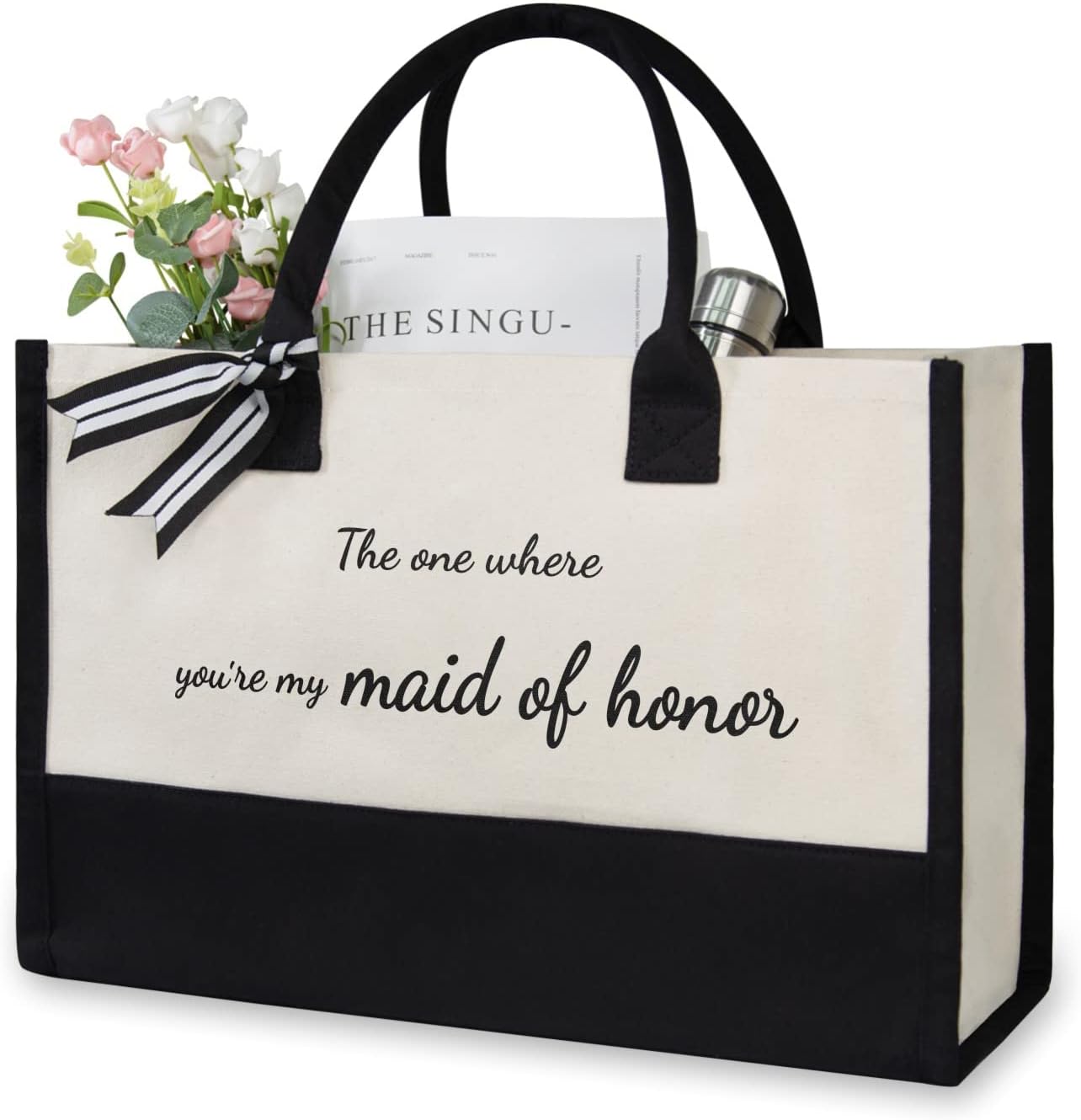TOPDesign Canvas Tote Bag, Bridal Shower Gifts for Bride, Wedding Bachelorette Bride Gifts Shoulder Bag