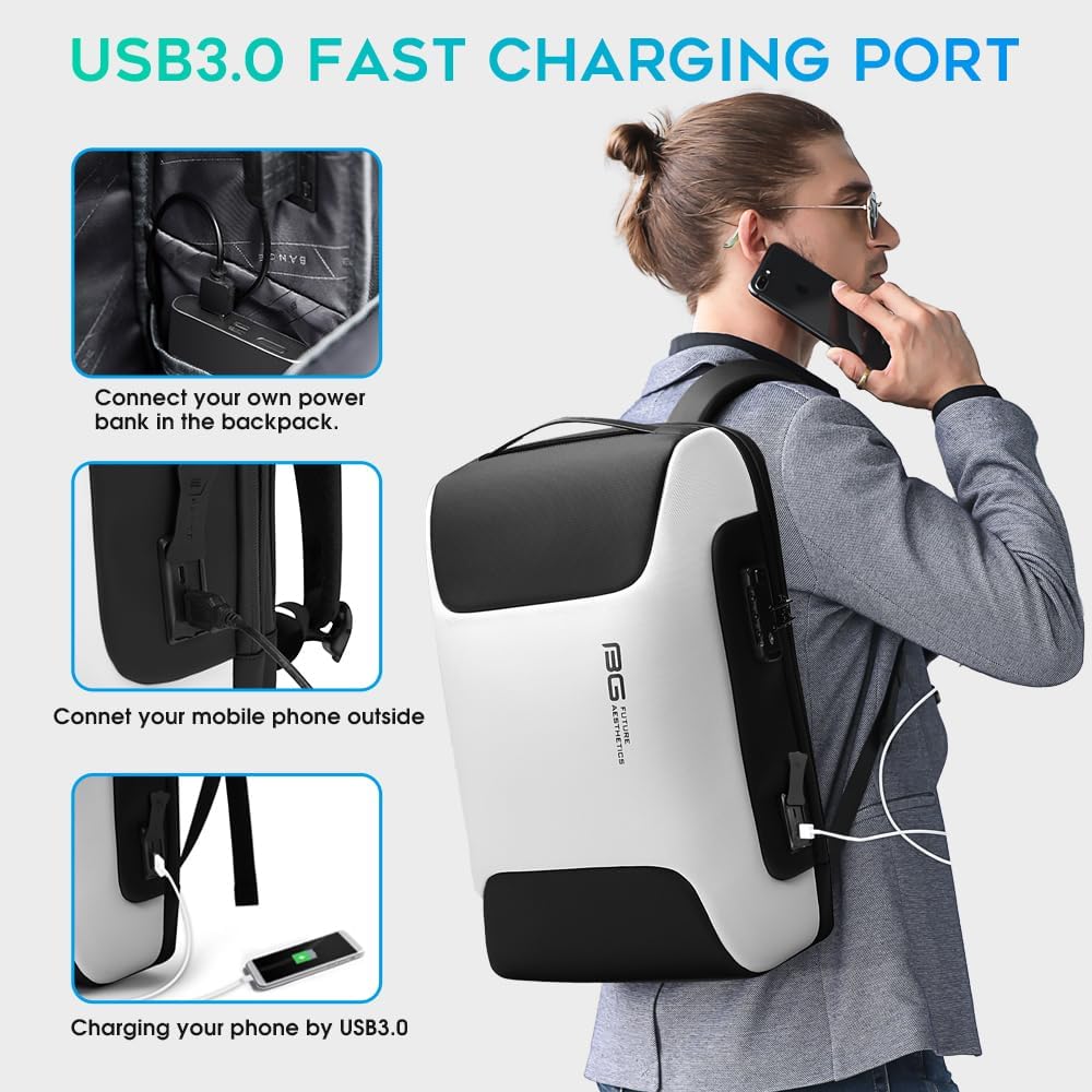 BANGE Business Laptop Backpack Fits 15.6 Inch Notebook, Anti Theft Work Backpack with USB Charging Port for Office Work Airplane Business Travel…