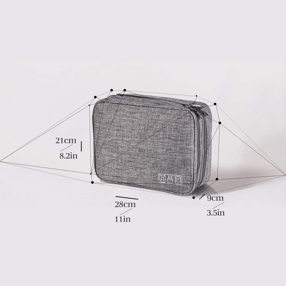 Electronics Organizer, OrgaWise Electronic Accessories Bag Travel Cable Organizer Three-Layer for iPad Mini, Kindle, Hard Drives, Cables, Chargers