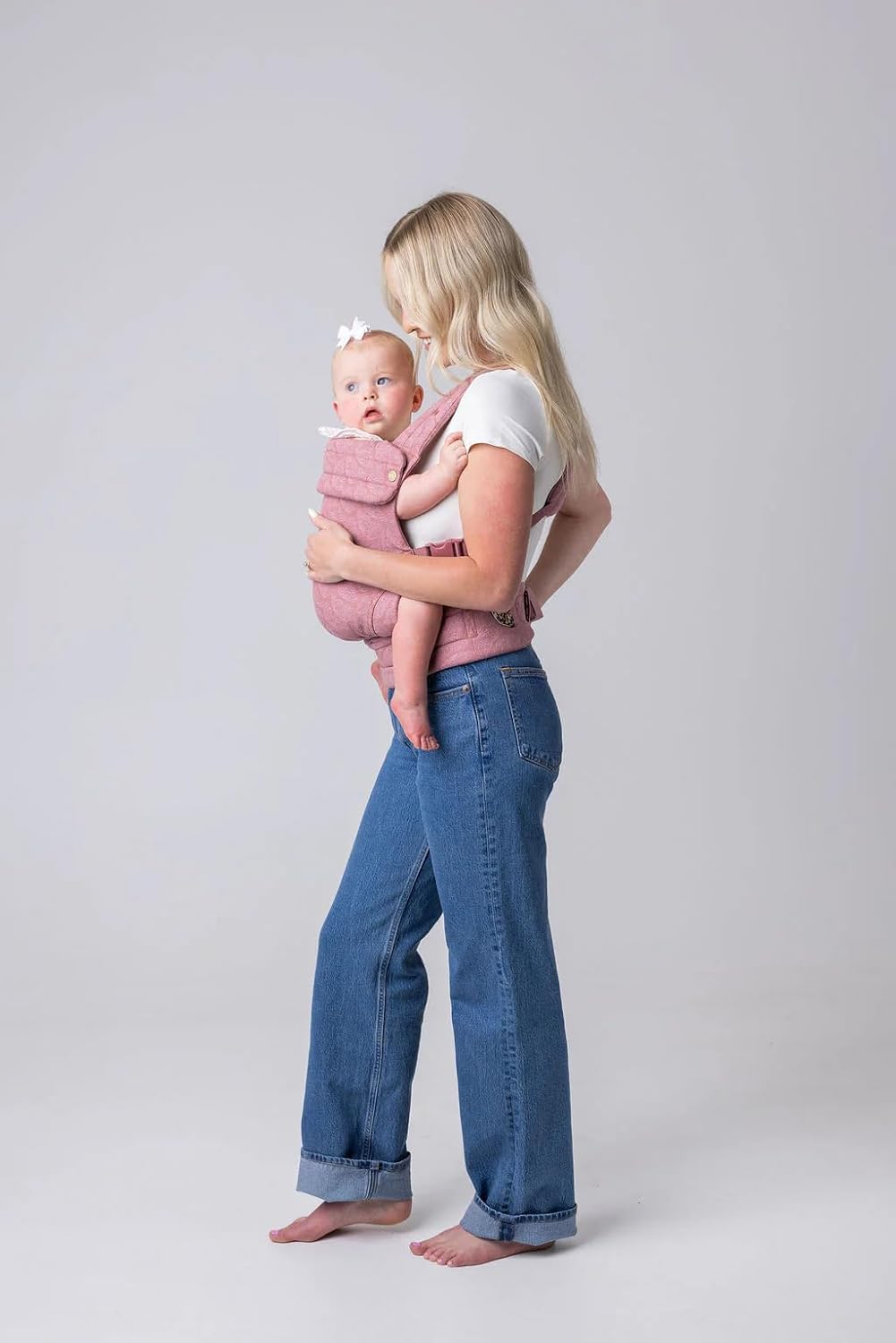 Mabē Monarch Ergonomic Baby Carrier – Premium Cotton Soft Structured Newborn to Toddler Carrier with Hip-Healthy Design, 3 Carry Positions (7-35lbs), Lightweight & Breathable,(Mauve Wings)