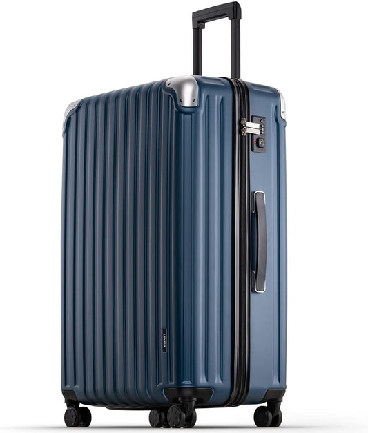 LEVEL8 Grace Luggage, 28 Inch Hardside Suitcase, Abs+Pc Harshell Spinner Luggage with Tsa Lock, Spinner Wheels, Blue, 28 Inch