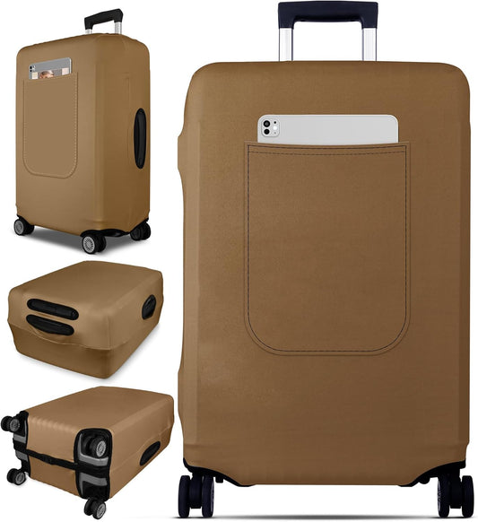 Slohif Luggage Cover for Suitcase Tsa Approved Protector - Luggage Sleeve Suit Case Cover Travel Stretch Large Baggage Case Protective Washable Fit 22-24 Inch Brown