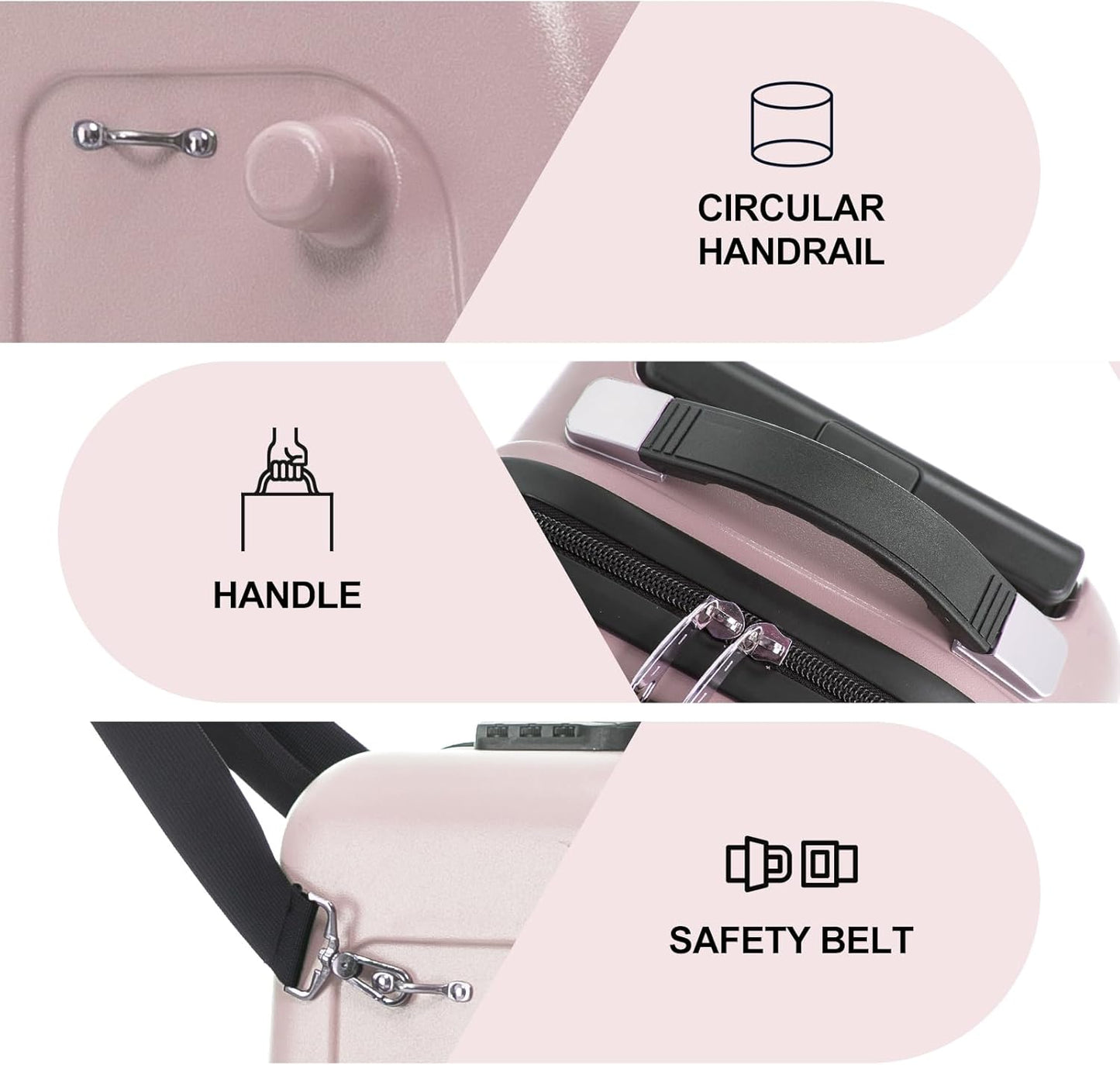22 Inch Ride on Suitcase for Kids, Travel Luggage with Spinner Wheels for Child Travelling Stroller with Combination Lock/Safety Belt/Telescoping Handle (Pink)