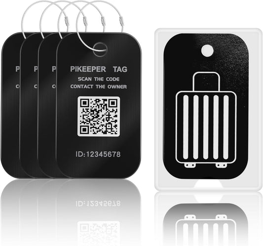 Smart Luggage Tags with QR Code Location Display - Customizable Tags with Privacy Protection for Lost & Found, 4-Pack Waterproof & Durable Travel ID Labels for Suitcases & Backpacks