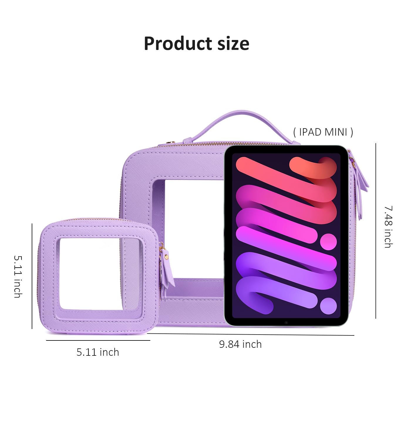 LETGO Clear Makeup Bags Set - TSA Approved Toiletry Bag with Handle Large Opening, Clear Toiletry Bags Case Pouch for Travel Essentials Car Accessories for Women Men (Large-Purple)