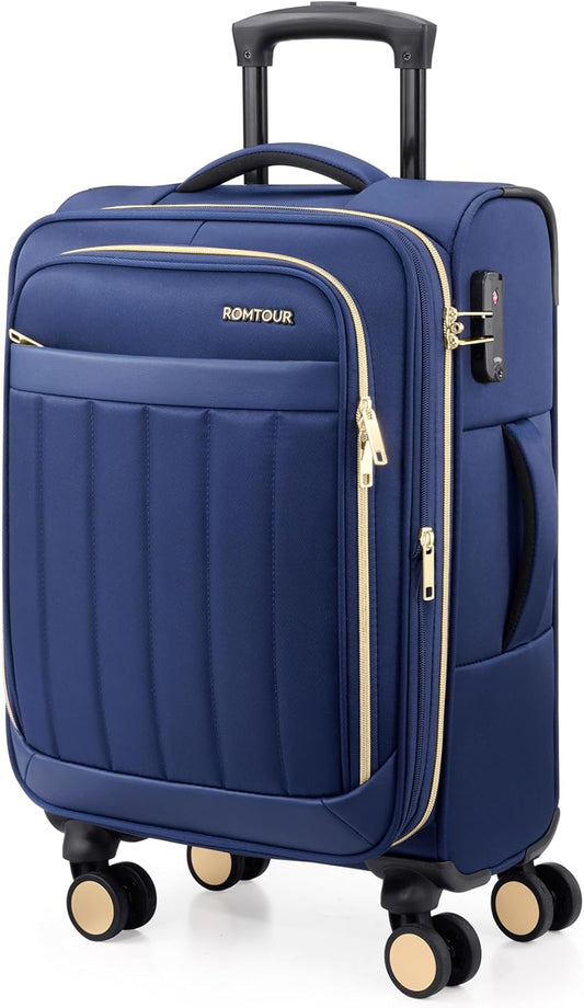 Softside Carry On Luggage 20 Inch Expandable Carry On Luggage 22x14x9 Airline Approved with Spinner Wheels & TSA Lock, Waterproof Large Capacity Suitcase Travel Bag for Men and Women