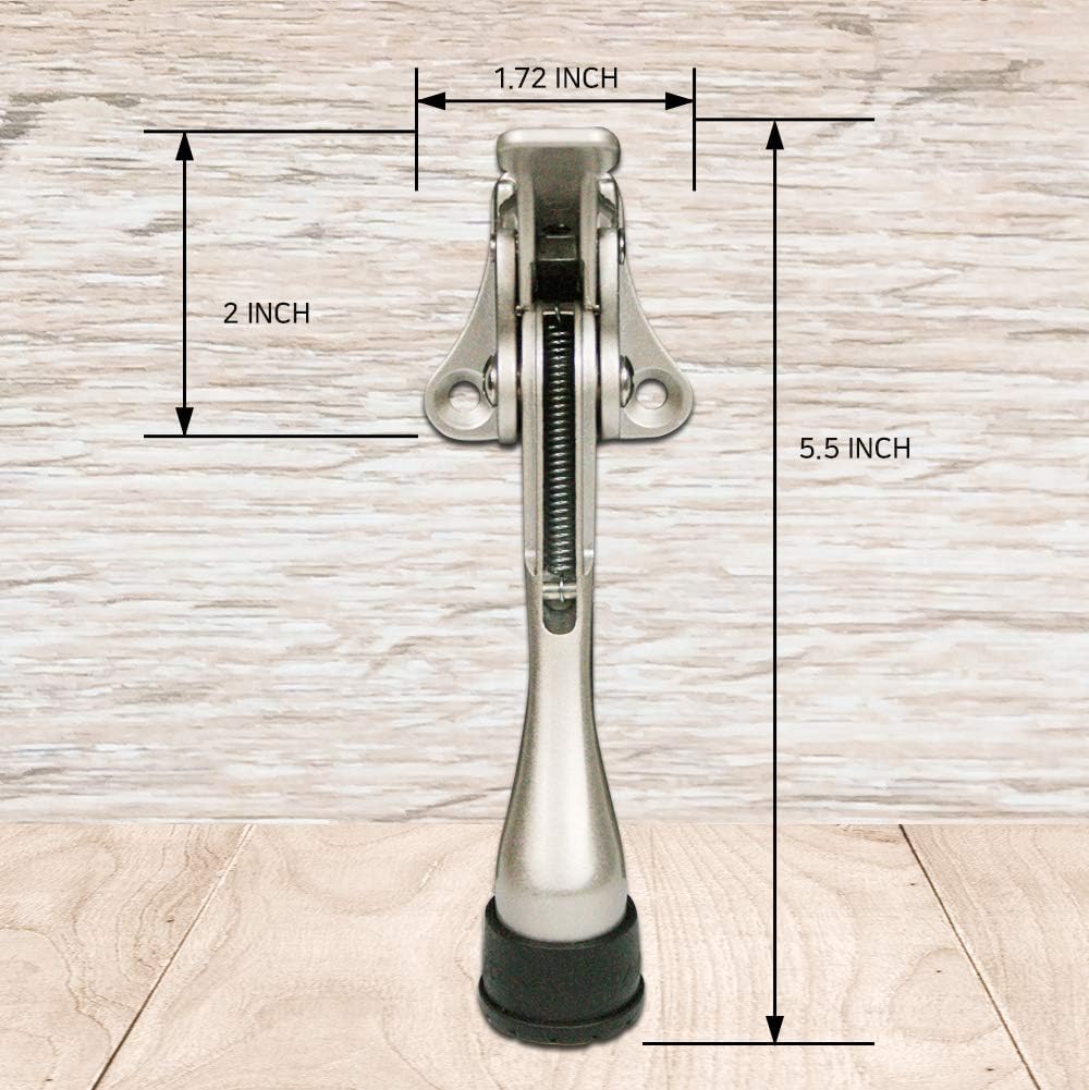 Door Stopper, One-Touch semi-Automatic Metal Door Stopper, with Non-Slip Rubber Tip for Wood, Concrete, Tiled, and Carpeted Floors (4inch x 2pack, Gold)