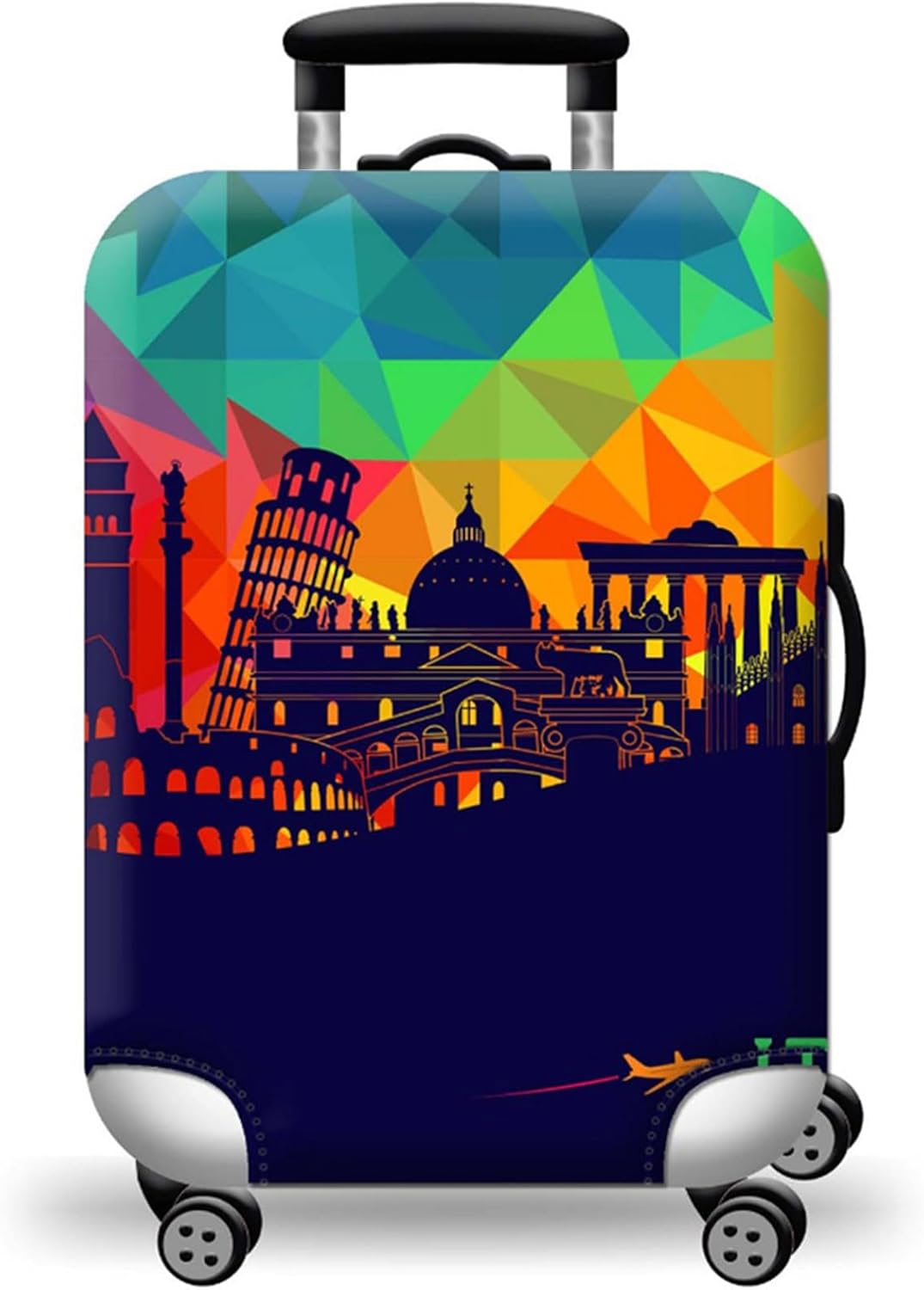 WUJIAONIAO Travel Luggage Cover Spandex Suitcase Protector Washable Baggage Covers (S (for 18-20 inch luggage), City)