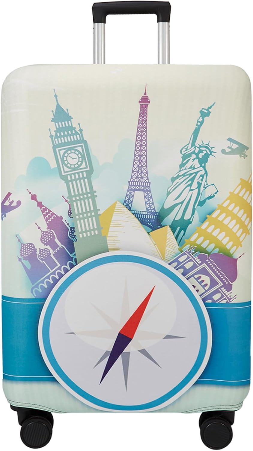 WUJIAONIAO Travel Luggage Cover Spandex Suitcase Protector Washable Baggage Covers (XL (for 29-32 inch luggage), compass)
