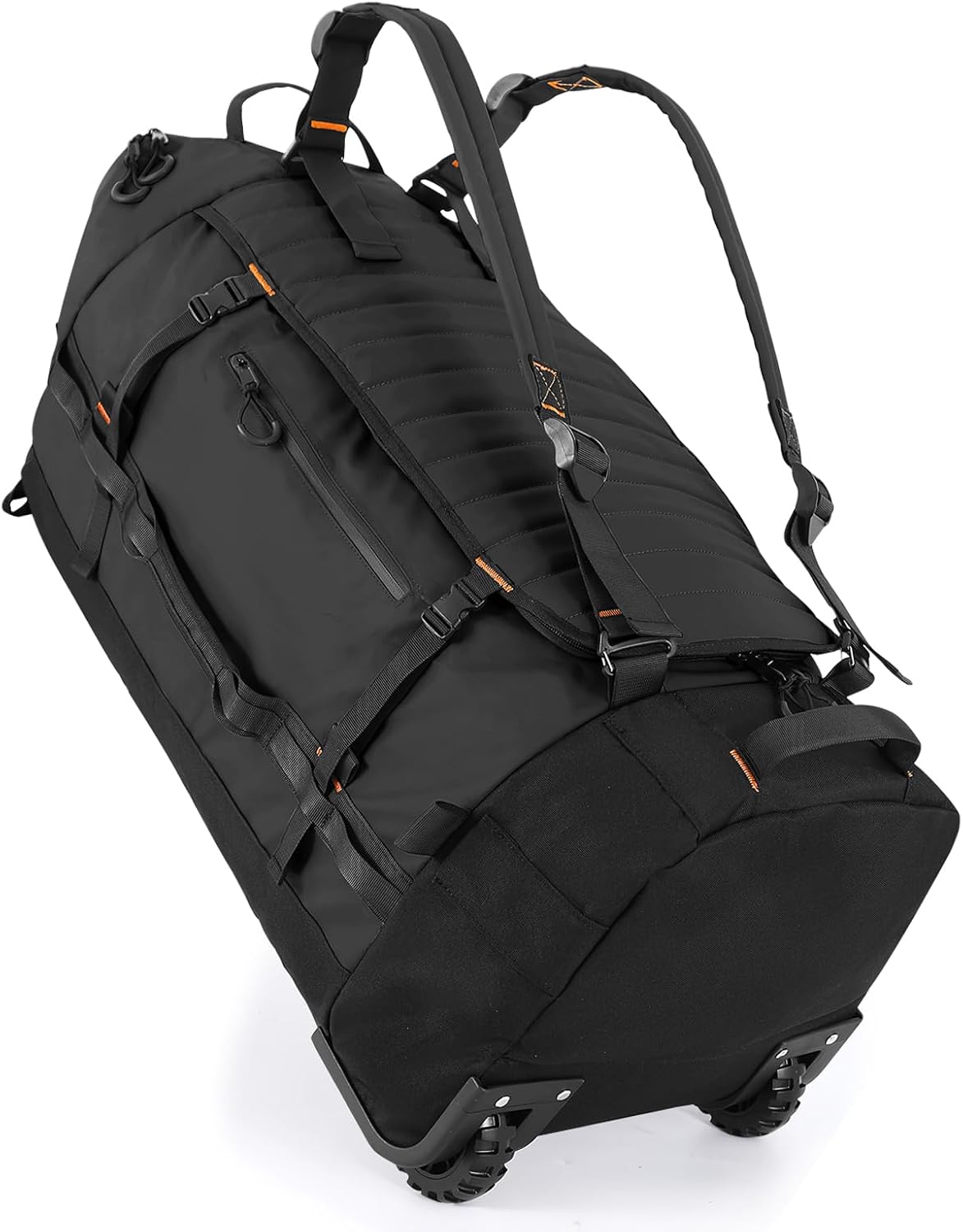 Rolling Duffle Bag with Wheels,86L 30”Folding Duffle Backpack with 2 Wheels,Travel Bag with Separate Shoe Compartment,Black