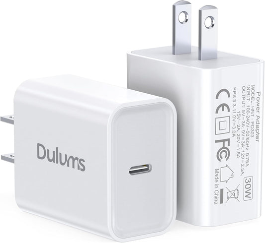 30W USB C Charger, 2 Pack Wall Fast Charger Block Power Adapter Charging Cube Compatible with iPhone 16/Pro/Pro Max/Plus/15/14/13/12, iPad Air, AirPods 4/3/2/Pro, Apple Watch 10/Ultra 2, Galaxy
