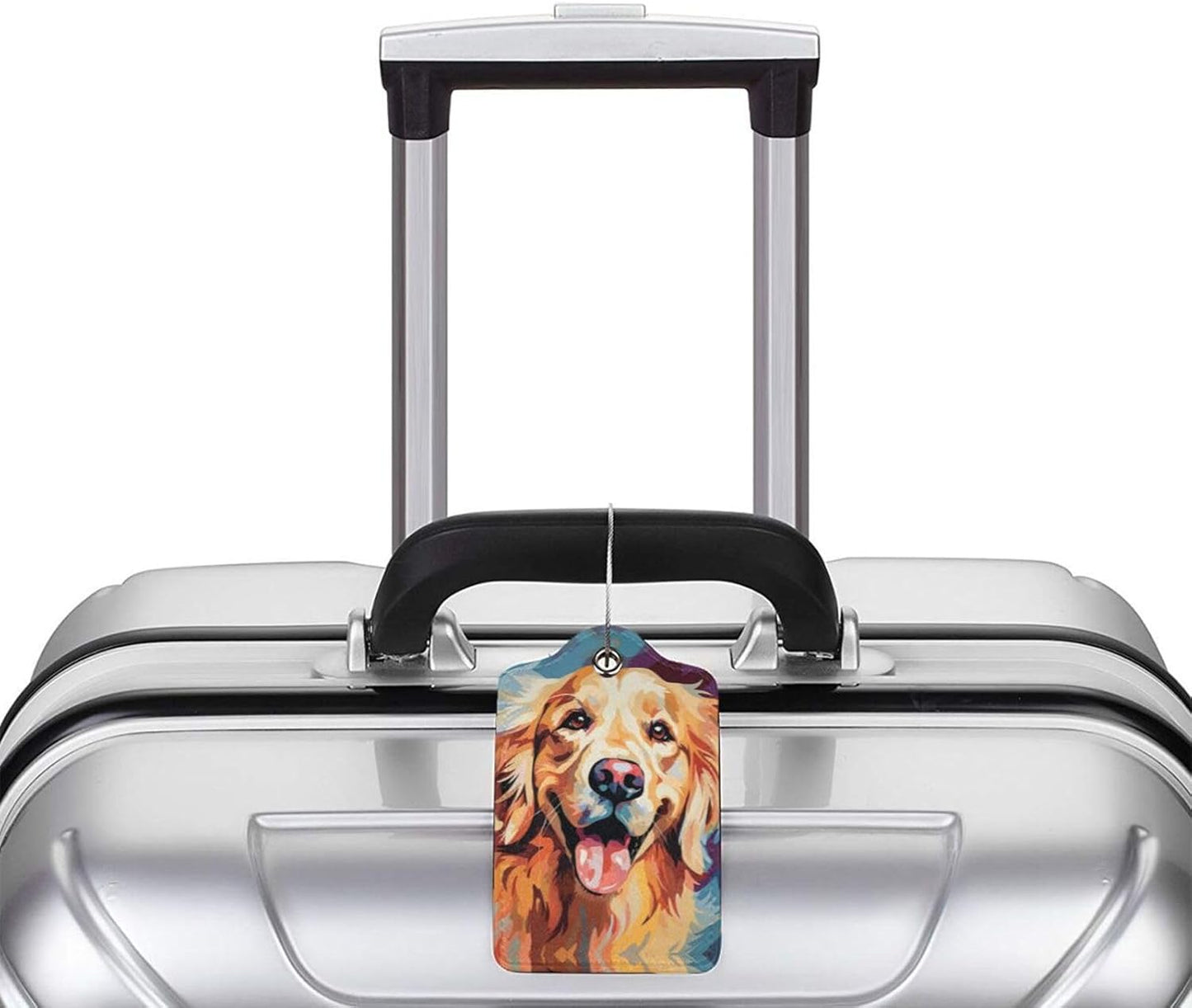 Dog Leather Luggage Tag with Stainless Steel Ring, Fun Name Id Card Cover Travel Bag Tag Set, Suitable for Travel Bag Luggage Women Men 2 PCS