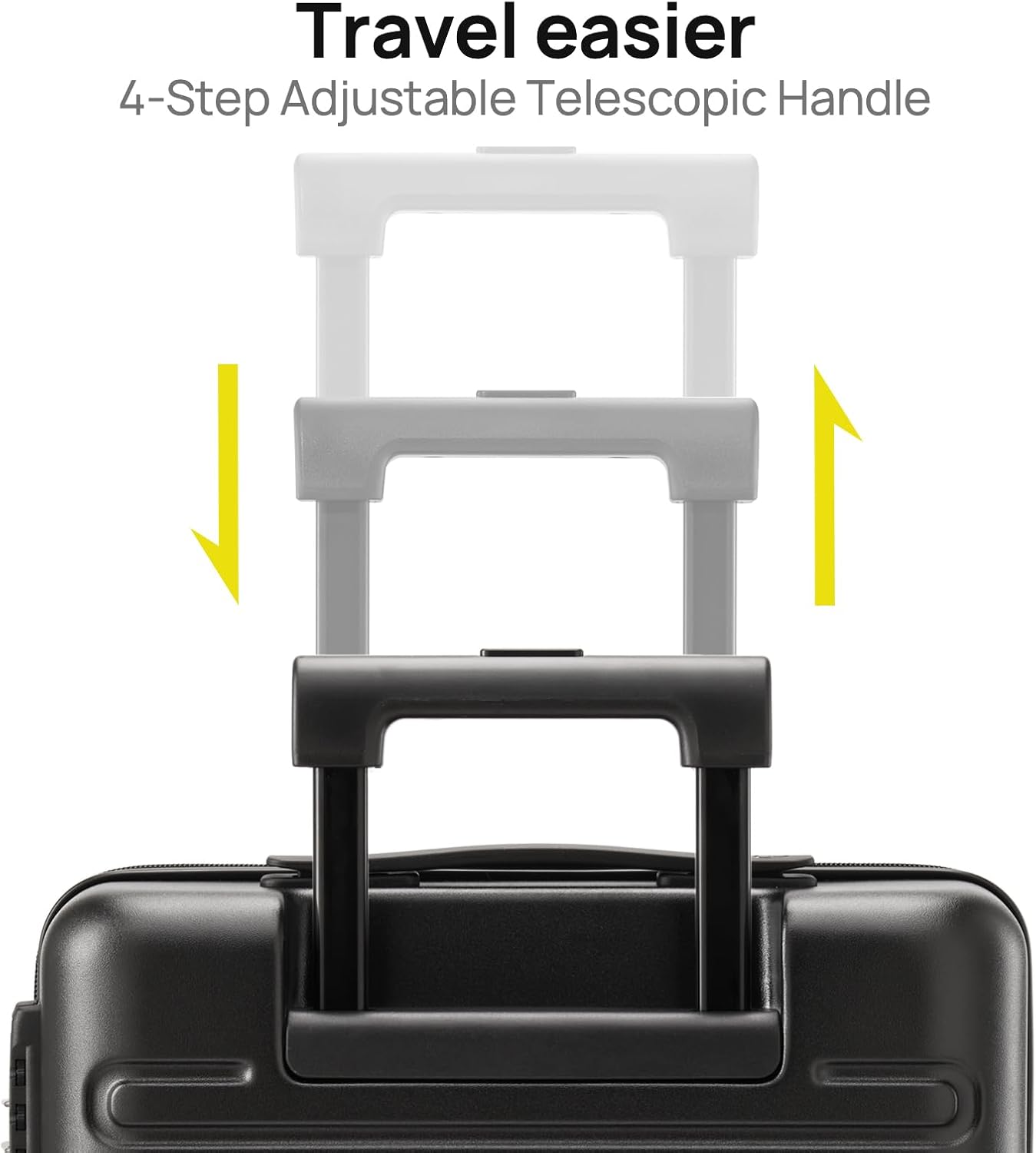 Carry on Luggage 22 X 14 X 9 Airline Approved, 20 Inch Luggage for 3-5 Days Travel, Double Spinner Wheels, 100% Hardshell PC, TSA Lock (09-Black, Checked 24-Inch)