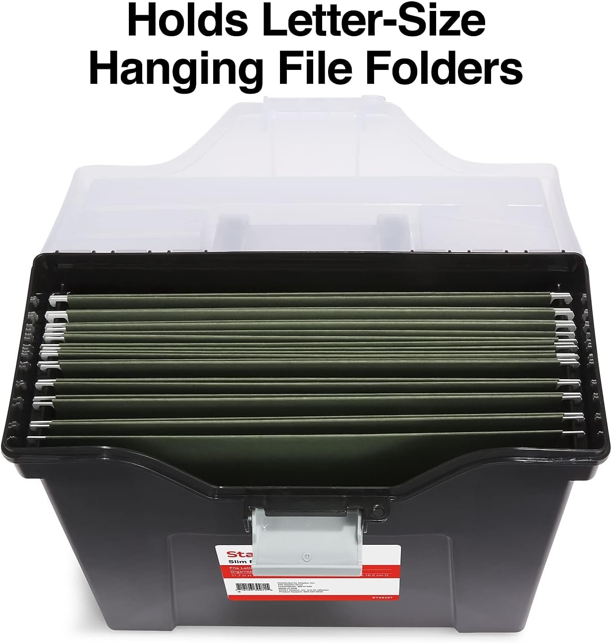STAPLES Slim Portable File Tote, Letter Size, Black