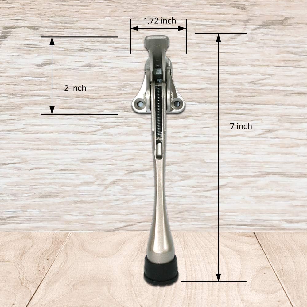 Door Stopper, One-Touch semi-Automatic Metal Door Stopper, with Non-Slip Rubber Tip for Wood, Concrete, Tiled, and Carpeted Floors (6inch x 15pack, Satin Nickel)