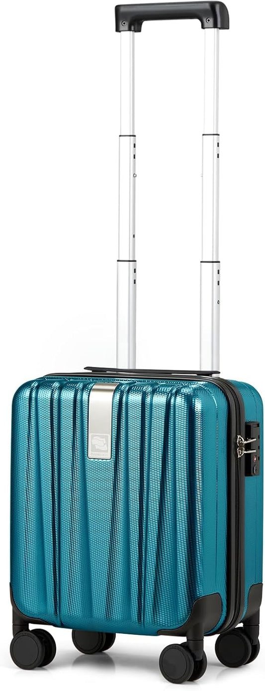 Hanke 14 Inch Underseat Carry On Luggage with Wheels Hard Shell Suitcases Carry On Bag Lightweight Small Mini Suitcase Tsa Luggage for Travel. Caribbean Blue.