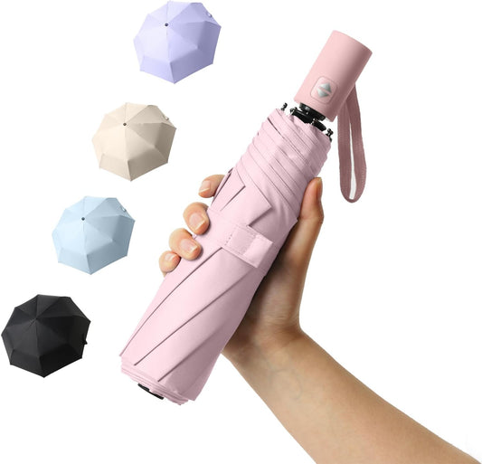 BAODINI Small UV Protection Travel Umbrella Compact for Rain and Sun UPF 50+ 41 inch Portable Umbrella for Women and Men