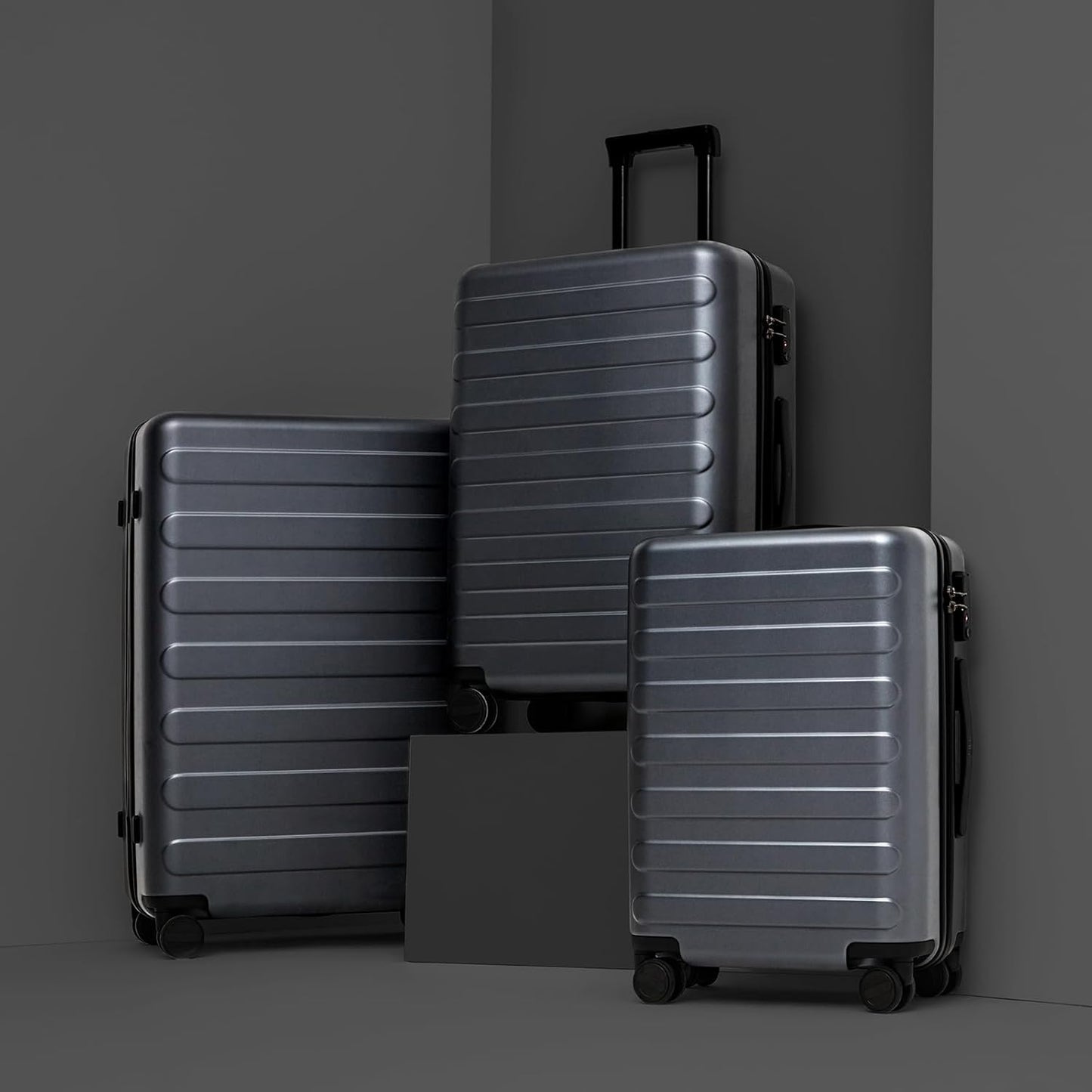 Carry on Luggage 22 X 14 X 9 Airline Approved, 20 Inch Luggage for 3-5 Days Travel, Double Spinner Wheels, 100% Hardshell PC, TSA Lock (02-Grey (Basic), Carry-On 20-Inch)