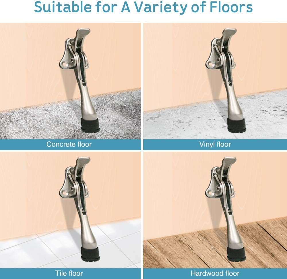 Door Stopper, One-Touch semi-Automatic Metal Door Stopper, with Non-Slip Rubber Tip for Wood, Concrete, Tiled, and Carpeted Floors (4inch x 1pack, Gold)