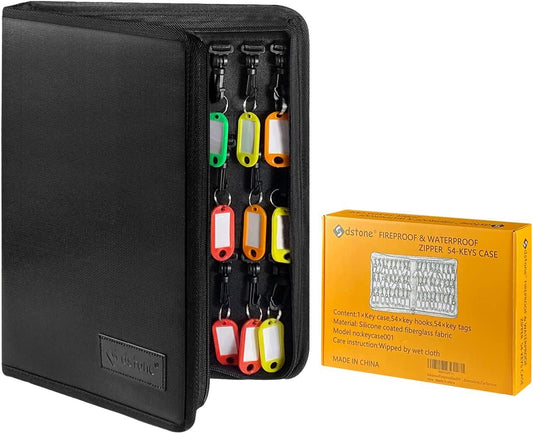 Sdstone Portable Zippered Key Case,Fireproof And Waterproof Key Organizer With 54 Key Hooks And Tags, Portable Key Binder,Key Storage For Real Estate Sales,Hotel Executives, Car Service
