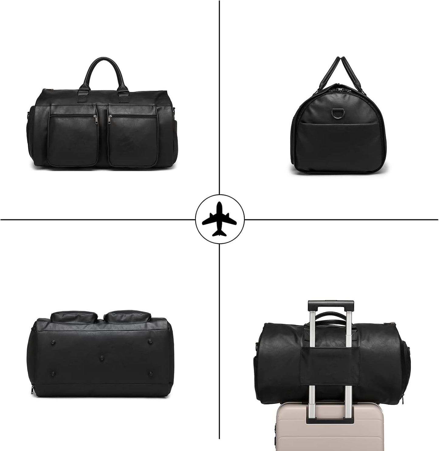 seyfocnia Convertible Travel Garment Bag,Carry on Garment Duffel Bag for Men Women - 2 in 1 Hanging Suitcase Suit Business Travel Bag