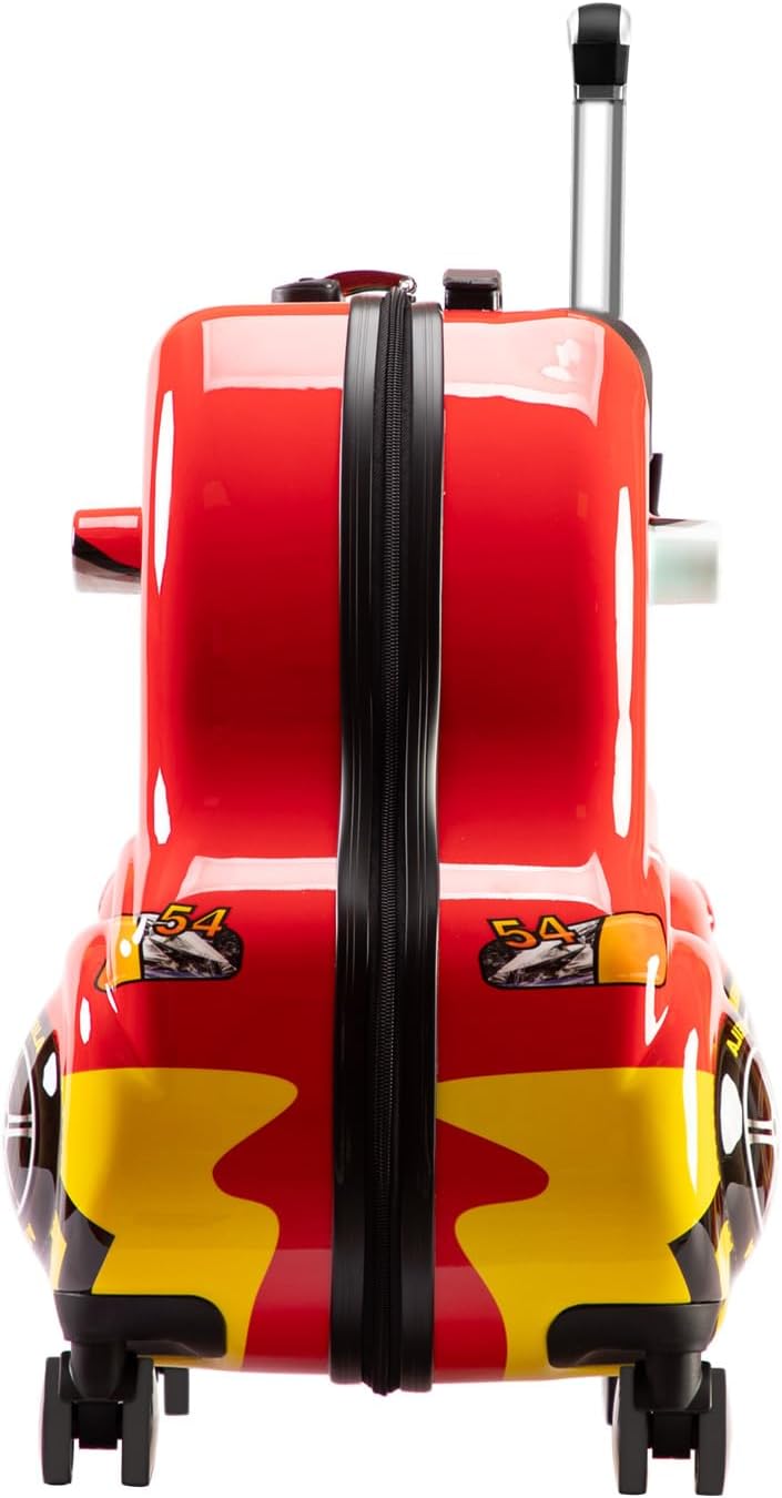 Kids Luggage Ride On Suitcase Travel with Wheels for Toddler Girls Boys Ages 3 4 5 6 8 12 Years Old 25 Inch Red Car 25-Inch