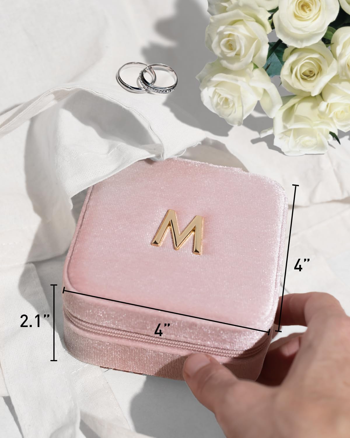Vlando Teacher Appreciation Gifts for Women, Travel Jewelry Case for Women Teacher Gifts, Travel Gifts for Teacher, Travel Essentials Small Jewelry Box, Jewelry Travel Organizer - Letter Z, Pink