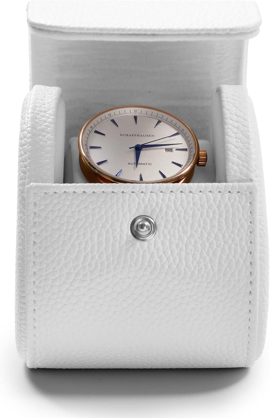 Oirlv Luxury Leather Travel Watch Case Portable Jewelry Watch Storage Roll Organizer(White)