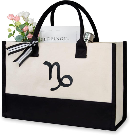 TOPDesign Embroidery Constellation Canvas Bag for Women (Capricorn)