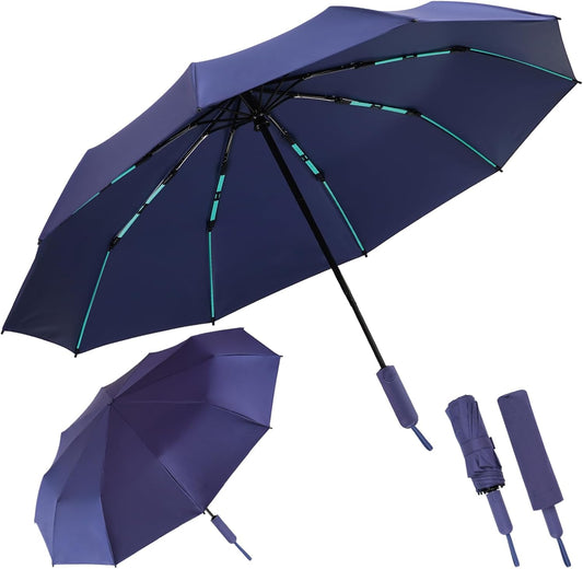 Folding Umbrella Anti-UV Compact Durable Folding Umbrella Auto Open Close Windproof Travel Umbrella Premium Grip Fits Backpack