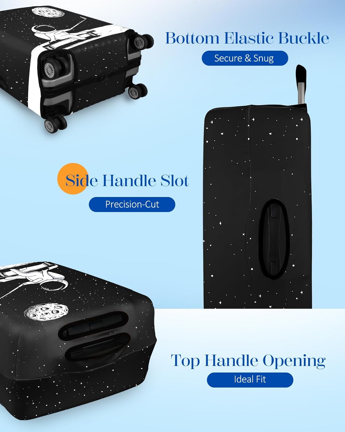 Slohif Luggage Cover for Suitcase Tsa Approved Protector - Luggage Sleeve Large Suit Case Cover Travel Stretch Baggage Case Protective Washable Fit 30-32 Inch Astronaut XL