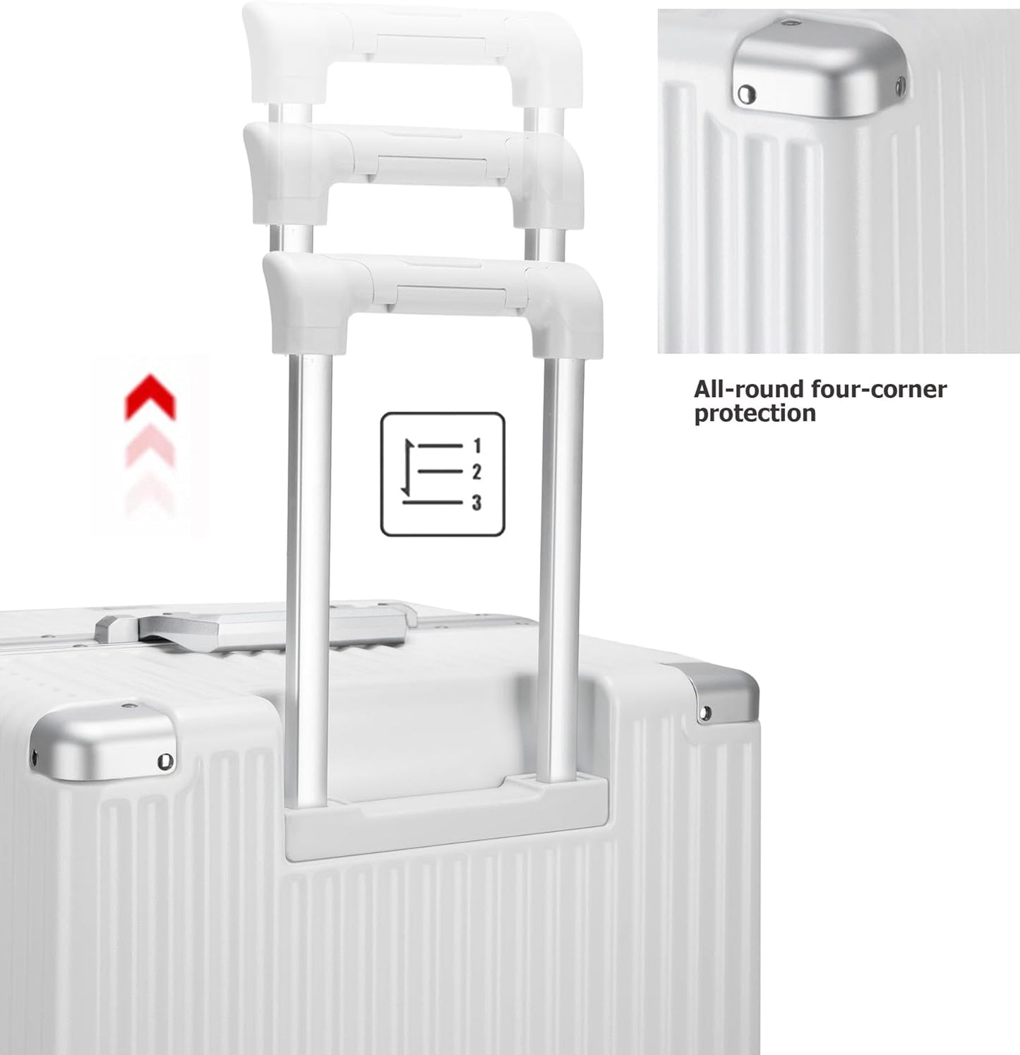 feilario 30in Super Large Captain Aluminum Frame Hardside Spinner Wheels Luggage, Removable Wheels Zipperless Checked Suitcase with Cup Holder/Phone Holder