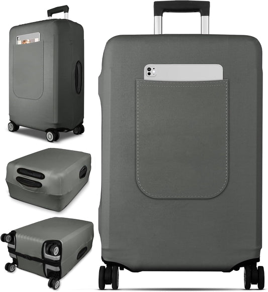 Slohif Luggage Cover for Suitcase Tsa Approved Protector - Luggage Sleeve Suit Case Cover Travel Stretch Large Baggage Case Protective Washable Fit 26-28 Inch Gray