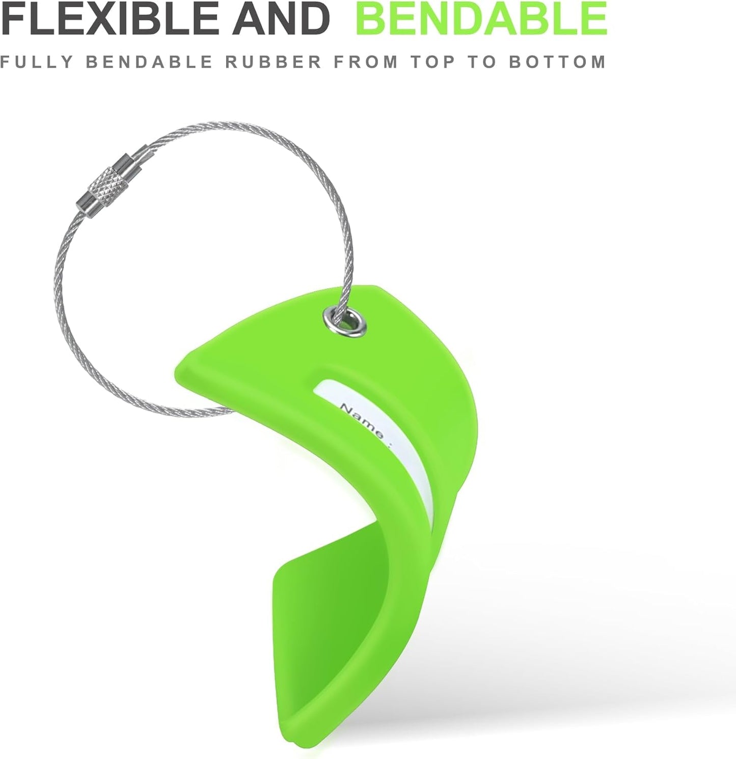 8 Pcs Luggage Tags for Suitcases, 26 Initial Letter Travel Luggage Baggage Identification Labels ID Tags Fully Bendable Tags with Stainless Steel Loop (Letter B, Green)