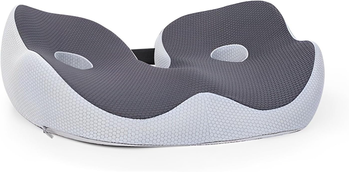 Seat Cushion, Seat Cushion for Sit Bone and Back Pain Relief, Butt, Tailbone, Hip, Hamstring, Posture Support - Memory Foam Comfort Ischial Tuberosity Pillow (Gray)