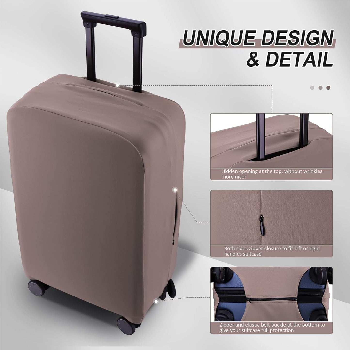Travel Luggage Cover Suitcase Protector Scratch-Resistant Fit 19-31 Inch Suitcase, Not Included Suitcase (Khaki, XL(28-29 inch))