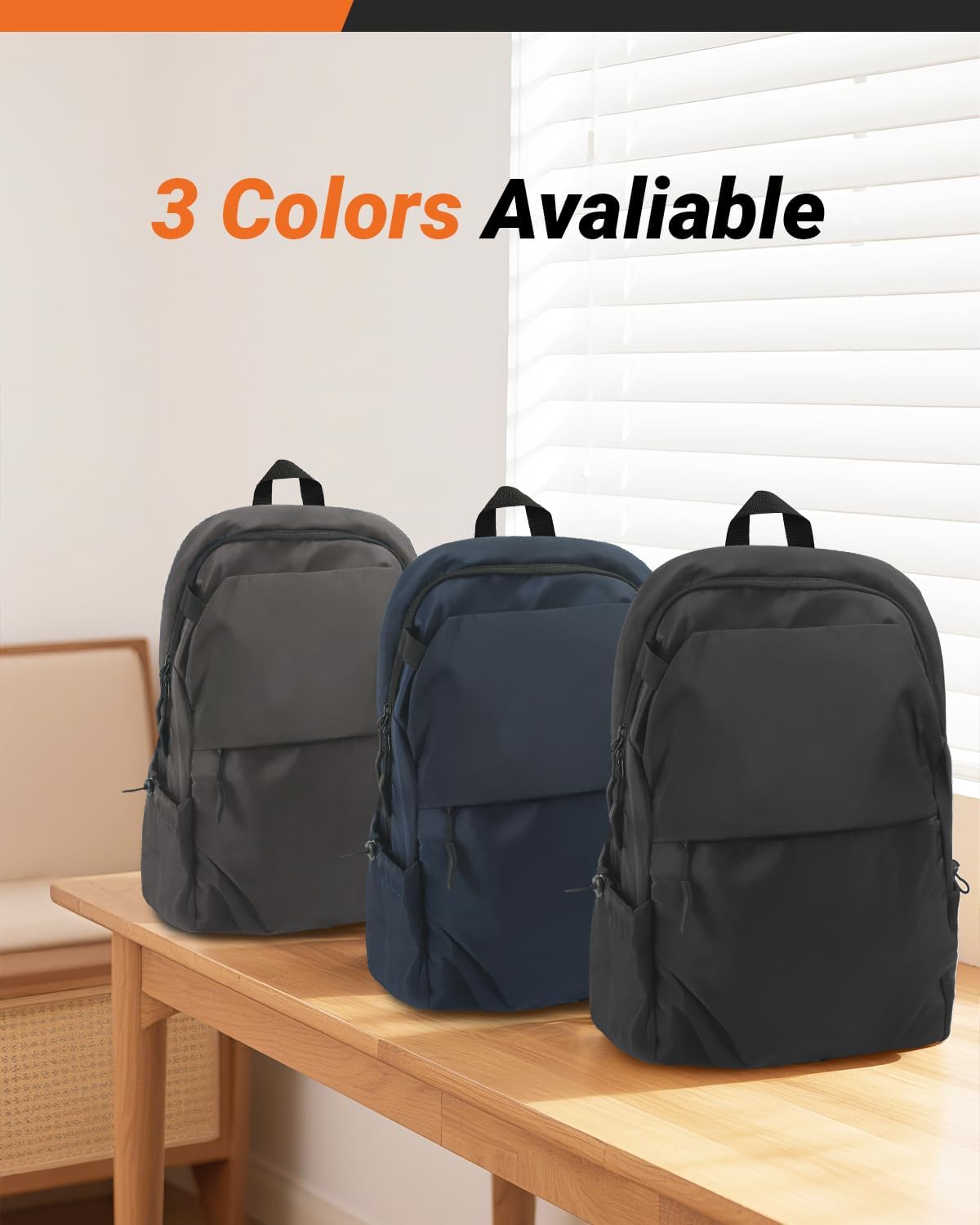 Multi-Pocket Laptop Backpack, 24L Capacity, Fits 14-inch Laptop, 16.9x12.6x5.5 inches, 1.1 lbs, Black/Navy/Gray (GREY)